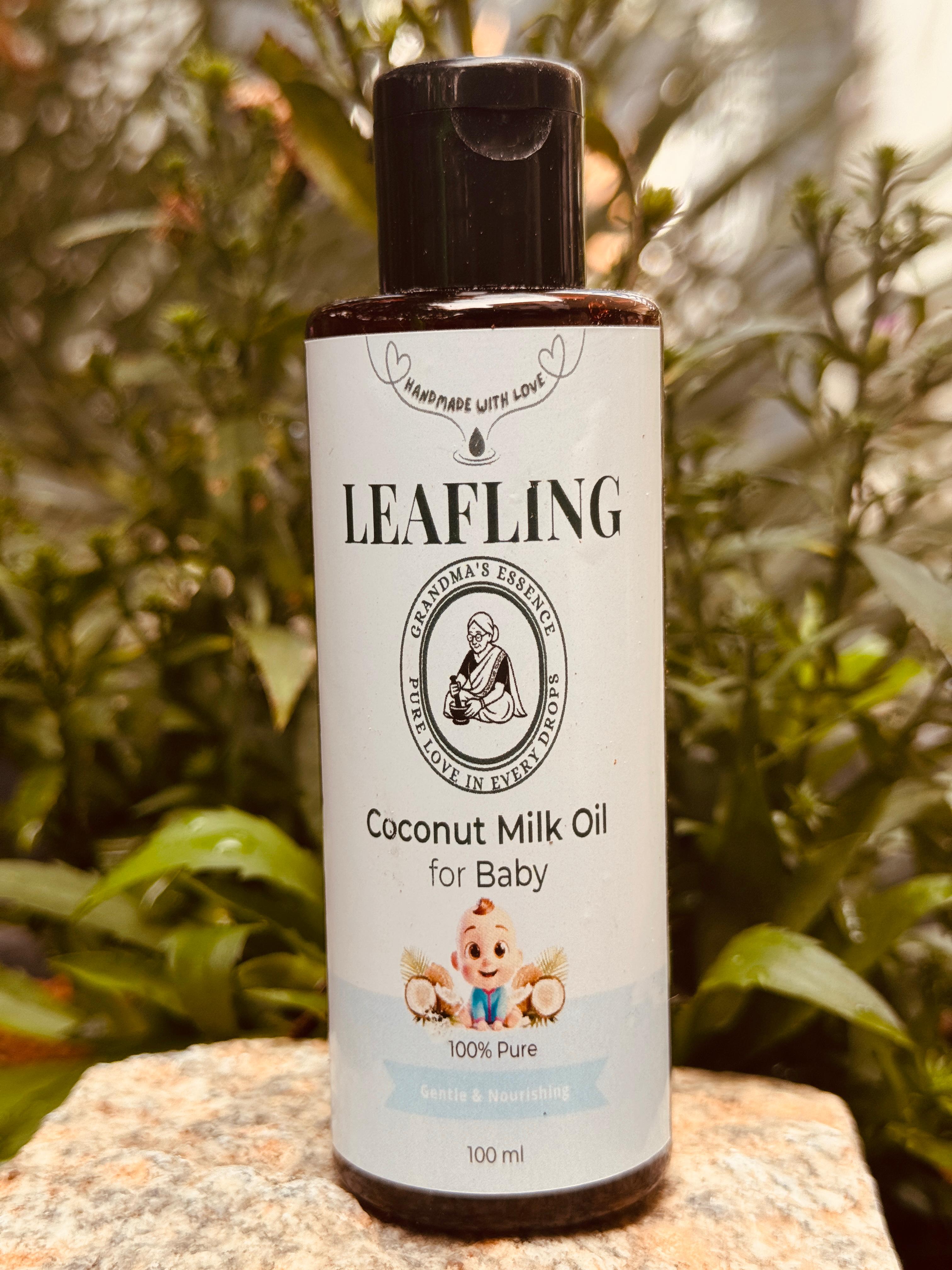 Leafling Coconut Milk Oil for Baby – 100% Pure Baby Massage Oil (100 ml)