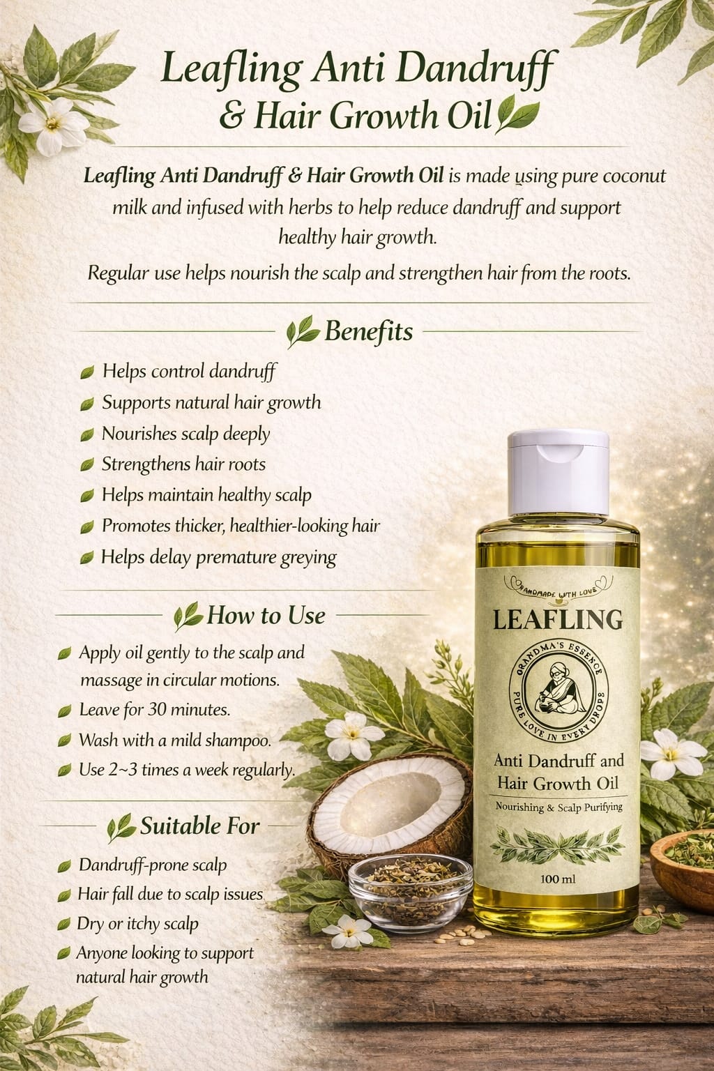 LEAFLING  Anti Dandruff & Hair Growth Oil