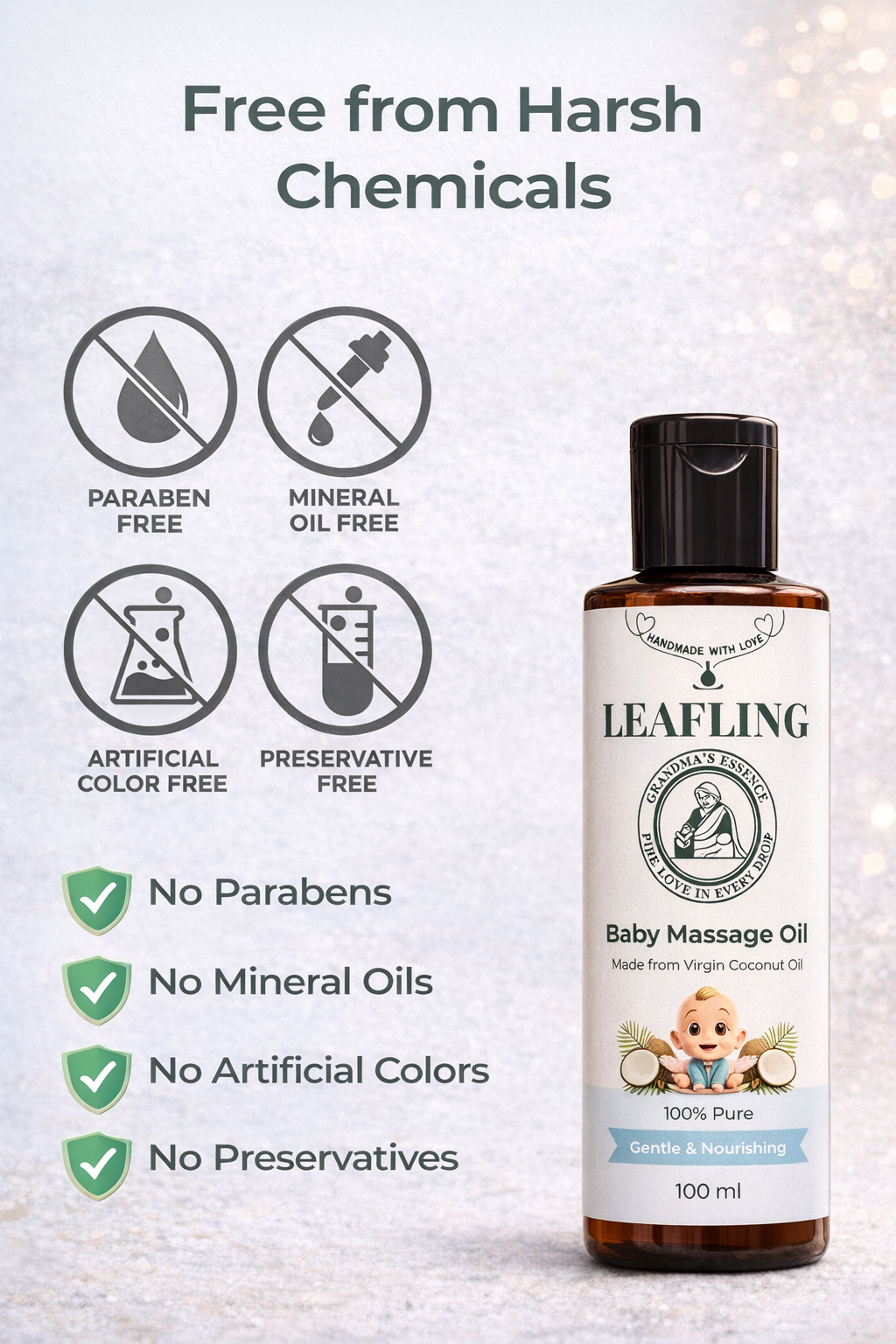 Leafling Coconut Milk Oil for Baby – 100% Pure Baby Massage Oil (100 ml)